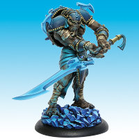 Huge humanoid warrior in 1/50 scale - Death's Device of Ice #1 for the Ice Caste faction of the Dragyri for the Dark Age wargame from CoolMiniOrNot, 2016 - Miniature figure review