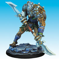Huge humanoid warrior in 1/50 scale - Soul Searcher #2 for the Ice Caste faction of the Dragyri for the Dark Age wargame from CoolMiniOrNot, 2017 - Miniature figure review