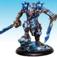Huge humanoid warrior in 1/50 scale - Spirit Lord of Ice #2 for the Ice Caste faction of the Dragyri for the Dark Age wargame from CoolMiniOrNot, 2017 - Miniature figure review