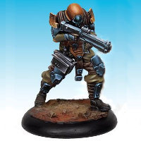 Futuristic warrior in 1/50 scale - Controller #1 for the Dark Age wargame from CoolMiniOrNot, 2016 - Miniature figure review