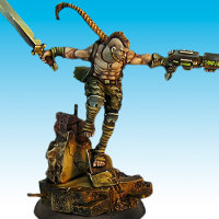 Huge humanoid warrior in 1/50 scale - Soul Searcher #1 for the Ice Caste faction of the Dragyri for the Dark Age wargame from CoolMiniOrNot, 2017 - Miniature figure review