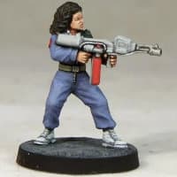Modern civilian with flamethrower - 2C Female (Ripley from Alien) from Crooked Dice, 2018 - Miniature figure review
