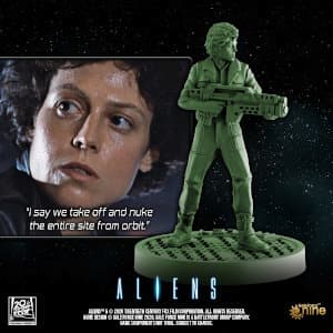Futuristic female with assault rifle - Ripley for Aliens board game from Gale Force Nine, 2020 - Miniature figure review
