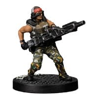 Futuristic soldier in modern armour with machine gun - Vasquez for Aliens board game from Gale Force Nine, 2020 - Miniature figure review