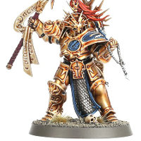 Large armoured warrior with war mallet in 1/56 scale - Retributor-Prime with Lightning Hammer #1 for the Stormcast Eternals of Warhammer: Age of Sigmar from Games Workshop, 2015 - Miniature figure review