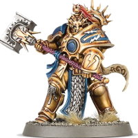 Large armoured warrior with war mallet in 1/56 scale - Retributor with Lightning Hammer #6 for the Stormcast Eternals of Warhammer: Age of Sigmar from Games Workshop, 2016 - Miniature figure review