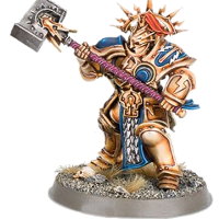 Large armoured warrior with war mallet in 1/56 scale - Retributor with Lightning Hammer #7 for the Stormcast Eternals of Warhammer: Age of Sigmar from Games Workshop, 2016 - Miniature figure review