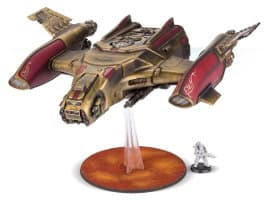 Size comparison: Legio Custodes Orion Assault Dropship comparison with 1/64 Space Marine from Forge World (Games Workshop) company