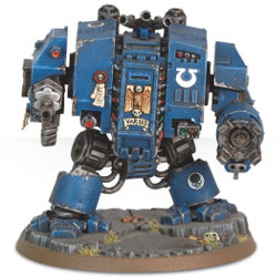 Combat walker in 1/56 scale (Space Marine Dreadnought for Warhammer 40.000 Ed8) from Games Workshop - Miniature figure review