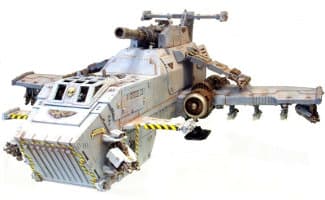 Combat flyer in 1/64 scale - Thunderhawk Gunship #2 for Warhammer 40,000 Ed4 from Games Workshop (Forge World), 2002 - Miniature vehicle review