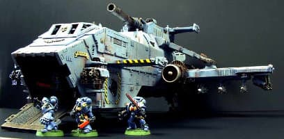 Size comparison: Thunderhawk Gunship #2 from Games Workshop (Forge World), and Space Marines from Games Workshop company.