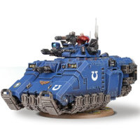 Hovering combat vehicle in 1/64 scale (Primaris Repulsor build #1 for Warhammer 40.000 Ed8) from Games Workshop, 2017 - Miniature vehicle review