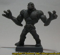 Futuristic humanoid warrior in 1/56 scale - Long Rock Lifers Grogan Guard #1 for DreadBall from Mantic Games, 2014