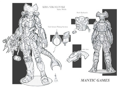 Futuristic humanoid warrior in 1/56 scale - Kira Nikolovski for Star Saga from Mantic Games, 2017 - Miniature figure review