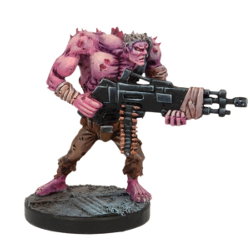 Humanoid with machine gun in 1/56 scale (Plague Gen 3 Mutant #5 for Warpath) from Mantic Games - Miniature figure review