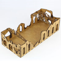 Ruin of gothic building in 1/56 scale - Ruined Large Factory from Terrains4Games