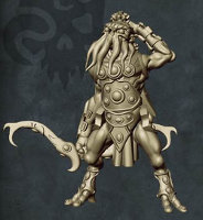 Humanoid with tentacled face with bow in 1/56 scale (C’thunian Hunter #1 for Relics) from Tor Gaming - Miniature figure review