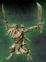 Humanoid with tentacled face with sword in both hands in 1/56 scale (C’thunian Warrior #1 for Relics) from Tor Gaming - Miniature figure review