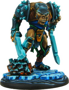 Huge humanoid warrior in 1/50 scale - Spirit Lord of Ice #1 for the Ice Caste faction of the Dragyri for the Dark Age wargame from CoolMiniOrNot, 2017 - Miniature figure review