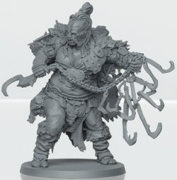 Giant humanoid warrior in 1/50 scale - Sheya, the Eater for the Mercenaries for HATE board game from CoolMiniOrNot, 2019 - Miniature figure review