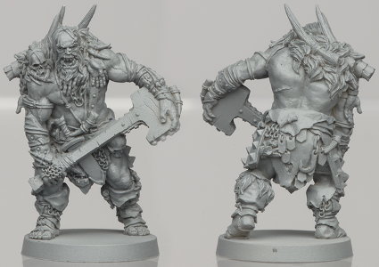 Humanoid warrior in 1/50 scale - Um'Kator Warrior #3 for the Um'Kator Tribe for HATE board game from CoolMiniOrNot, 2019 - Miniature figure review