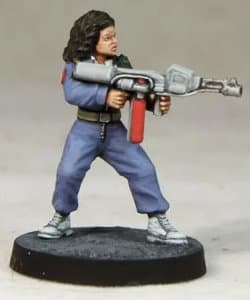 Modern civilian with flamethrower - 2C Female (Ripley from Alien) from Crooked Dice, 2018 - Miniature figure review