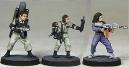 Size comparison of 1:56 (28mm / 32mm) Paranormal Exterminator miniatures from Crooked Dice company: From left to right: Paranormal Exterminator 2A Sludge Spray, Paranormal Exterminator 2B Spook Detector, Paranormal Exterminator 2C Female.