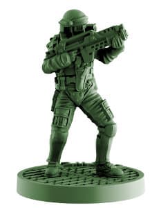 Futuristic soldier in modern armour with assault rifle - Crowe for Aliens board game from Gale Force Nine, 2020 - Miniature figure review