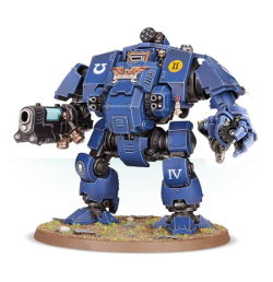 Combat walker with heavy cannon and mechanical fist in 1/64 scale (Primaris Redemptor Dreadnought #1 build #2 for Warhammer 40.000 Ed8) from Games Workshop, 2017 - Miniature figure review