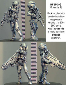 Futuristic soldier in modern armour with assault rifle (McKenzie (b)) from Hasslefree Miniatures