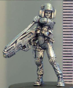 Futuristic soldier in modern armour with assault rifle (McKenzie (b)) from Hasslefree Miniatures