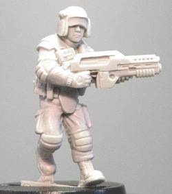 Futuristic soldier in modern armour with assault rifle (ZH Kev (c)) from Hasslefree Miniatures - Miniature figure review