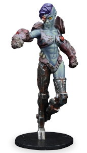Futuristic humanoid warrior in 1/56 scale - New Eden Revenants Kalyshi Striker for DreadBall from Mantic Games, 2018