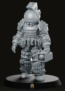Humanoid in space suit - Space Explorer #3 for Aliens vs Humans by Papsikels Miniatures from We Print Miniatures, 2021 - Miniature figure review